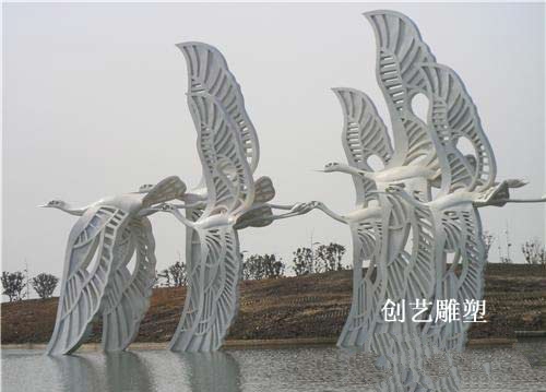 飞舞的天鹅公园景观不锈钢雕塑